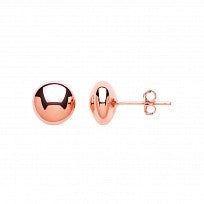 Silver Rose Gold Plated Flat Ball Stud Earrings
