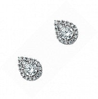 Silver Cubic Zirconia Tear Drop Cluster Earrings