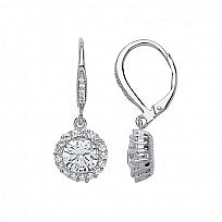 Silver CZ Fancy Drop Earrings