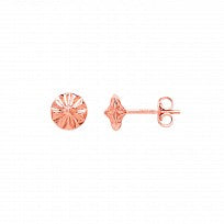 Silver Rose Gold Diamond Cut Stud Earrings