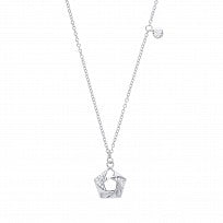 Silver Necklace With CZ Cutout Flower Pendant Charm