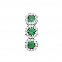 Silver Triple CZ & Emerald Drop Pendant