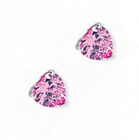Silver 5mm Pink Heart Stud Earrings