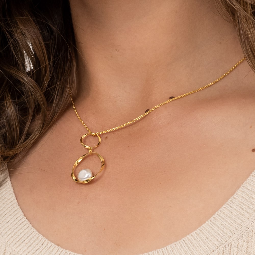 JERSEY PEARL BAROQUE DOUBLE DROP PENDANT