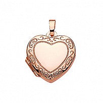 Silver Rose Gold Plated Engraved Heart Pendant