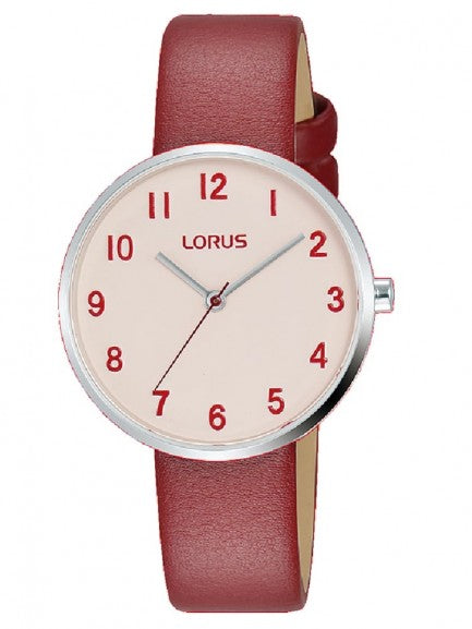Lorus Ladies Red Leather Strap Watch