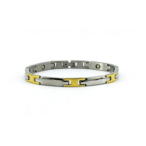 MAGRELIEF MAGNETIC STAINLESS LINK HEALTH BRACELET HIGH POLISH SILVER & GOLD COLOUR