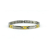 MAGRELIEF MAGNETIC STAINLESS LINK HEALTH BRACELET HIGH POLISH SILVER & GOLD COLOUR