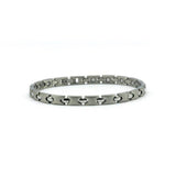 MAGRELIEF MAGNETIC STAINLESS LINK HEALTH BRACELET BRUSHED / HIGH POLISH SILVER COLOUR