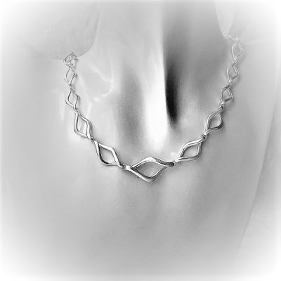 Silver Marquise Twist Necklace