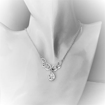 Silver 3D Pear Y Necklace