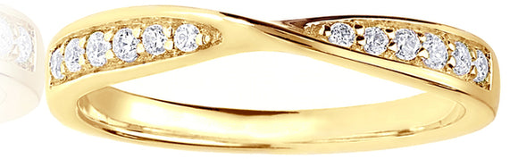 9ct gold Round brilliant cut ribbon channel set ring
