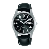 Lorus Gents S/Steel Black Leather S/W