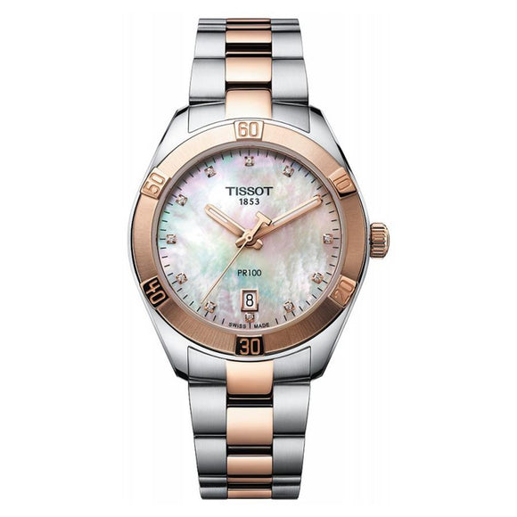 Tissot Ladies PR 100 MOP Diamond Watch
