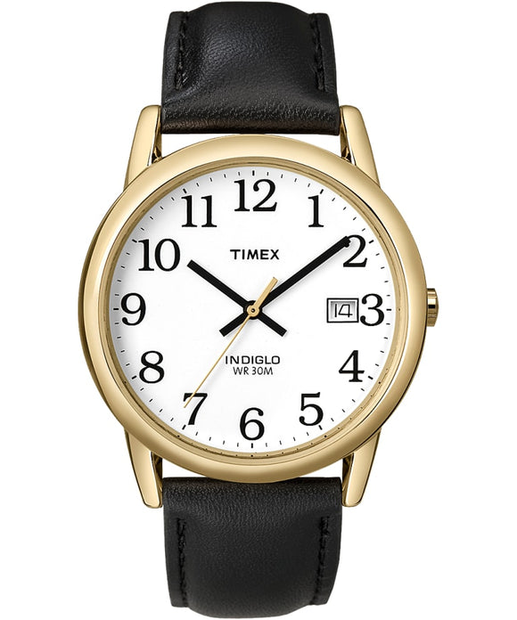 Timex Easy Reader 35mm Black Leather Strap Watch