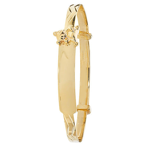 9ct Yellow Gold Diamond Cut 3mm Expanding Baby Bangle