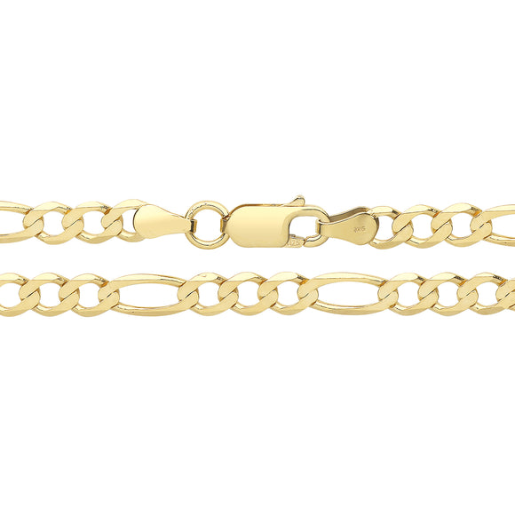 9ct Yellow Gold Curb Figaro Chain