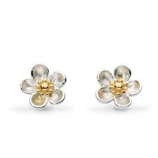 Kit Heath Blossom Wood Rose Stud Earrings