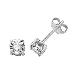 9ct White Gold Diamond Solitaire Stud Earring