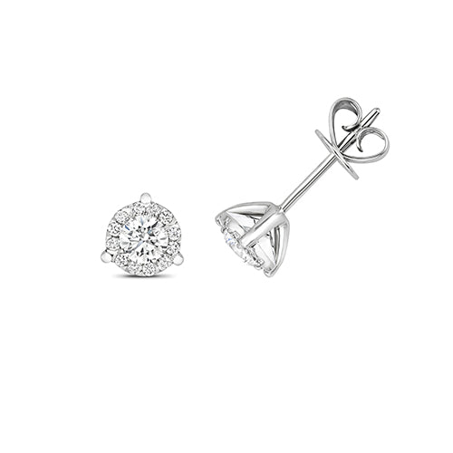 18ct White Gold Brilliant Cut Diamond Stud Claw Set Earrings