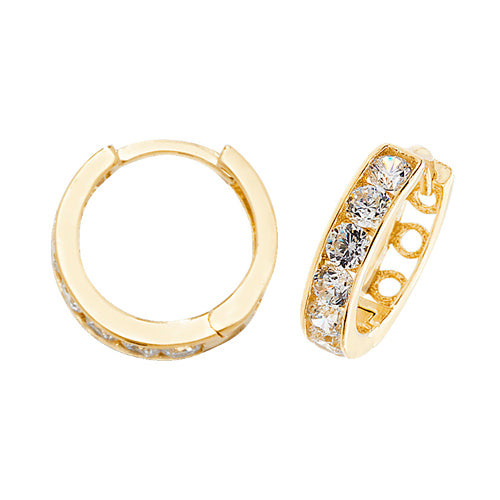 9ct Yellow Gold CZ Hinged Earring