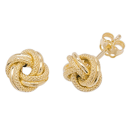 9ct Yellow Gold Knot Stud Earring