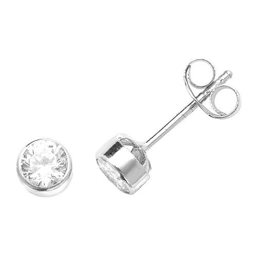 9ct White Gold CZ Stud Earring