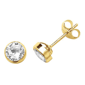 9ct Yellow Gold Round CZ Stud Earring