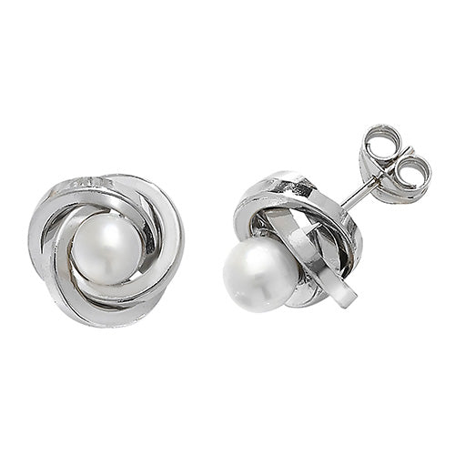 9ct White Gold Pearl Stud Earring
