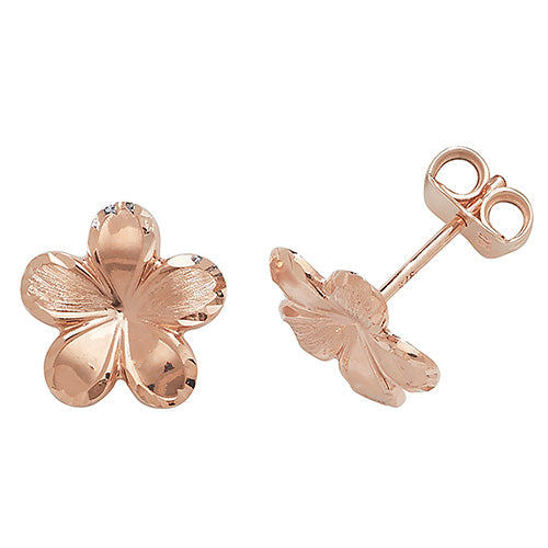 9ct Rose Gold Flower Stud Earring