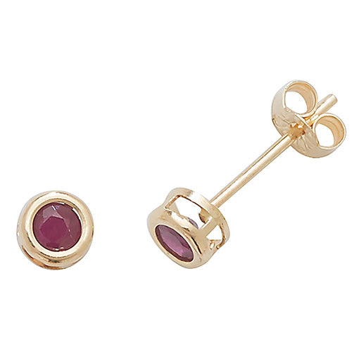 9ct Yellow Gold Ruby Stud Earrings