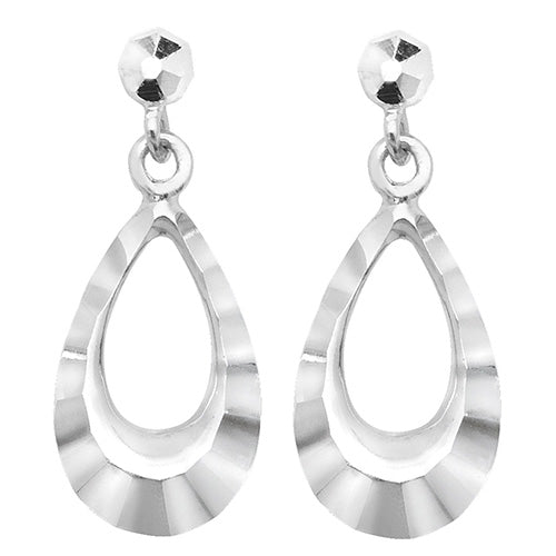 9ct White Gold Drop Earring