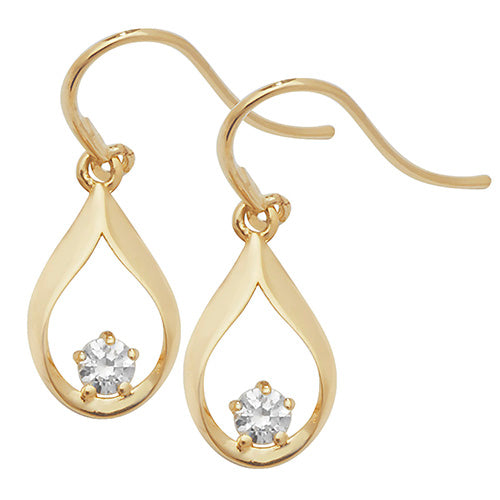 9ct Yellow Gold CZ Drop Earring
