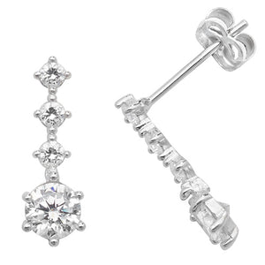 9ct White Gold CZ Drop Earring