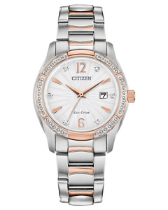 CITIZEN LADIES SILHOUETTE CRYSTAL 2 TONE BRACELET WATCH