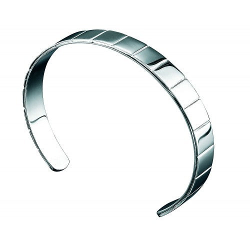 Fred Bennett Gents Plain Sterling Silver Ridged Bangle