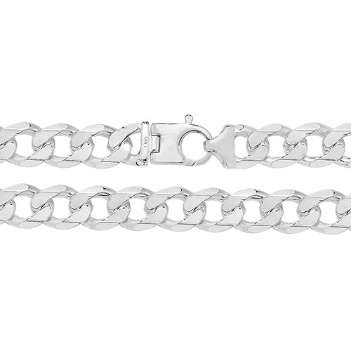 Sterling Silver Heavy Diamond Cur Curb Bracelet