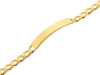 9CT  YELLOW GOLD 8MM WIDE GENTS ID BRACELET