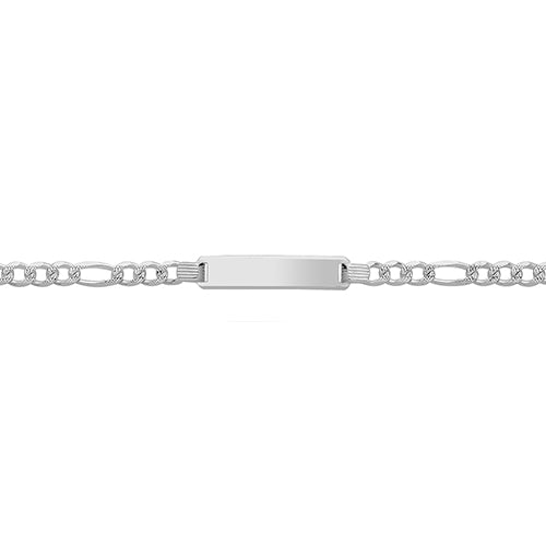 Sterling Silver Figaro Pave ID Bracelet