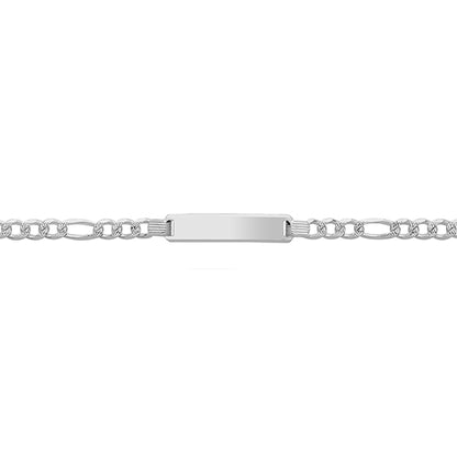Sterling Silver Kids Figaro Pave ID Bracelet
