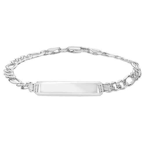 Sterling Silver Figaro Pave ID Bracelet