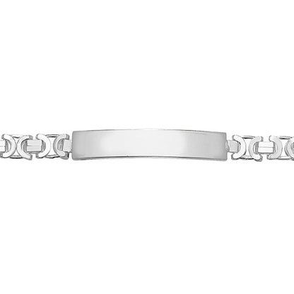 Sterling Silver Ladies Flat Byzantine ID Bracelet