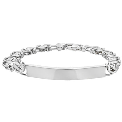 Sterling Silver Ladies Flat Byzantine ID Bracelet