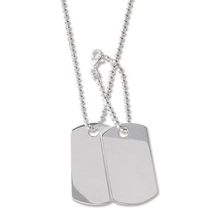 Sterling Silver Double Dog Tag & Bead Chain
