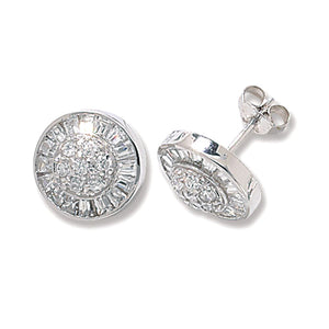 Sterling Silver Round CZ Stud Earrings