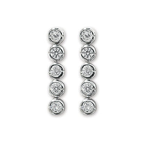 Sterling Silver Round CZ Drop Earrings