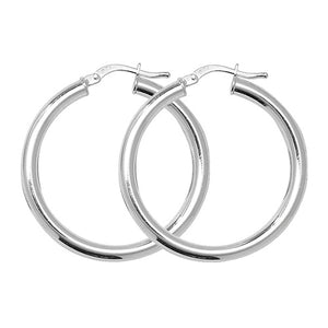 Sterling Silver 25mm Plain Hoop Earrings