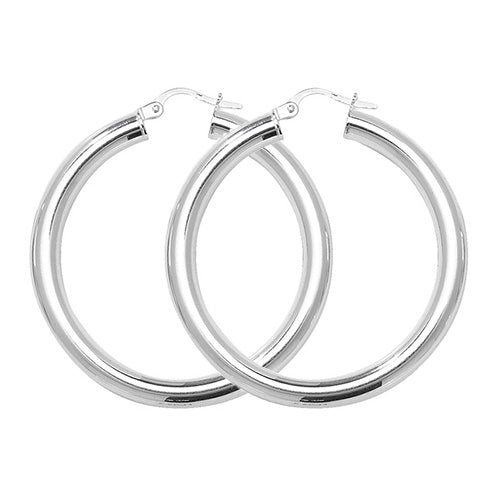 Sterling Silver 30mm Plain Hoop Earrings
