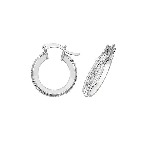 Sterling Silver 10mm CZ Hoop Earrings