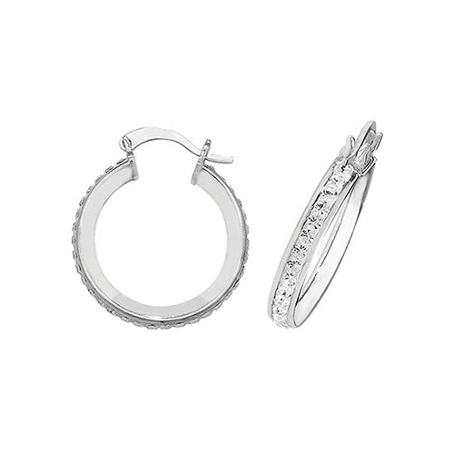 Sterling Silver 15mm CZ Hoop Earrings